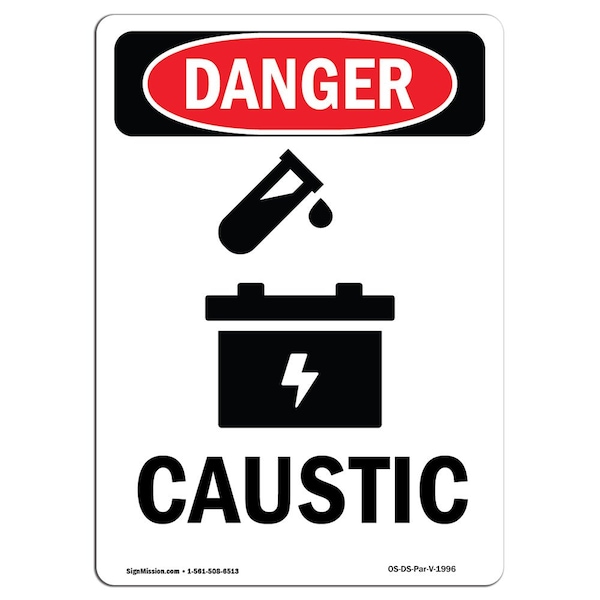 Safety Sign, OSHA Danger, 5" Height, Portrait, D-35-V-1996-10PK
